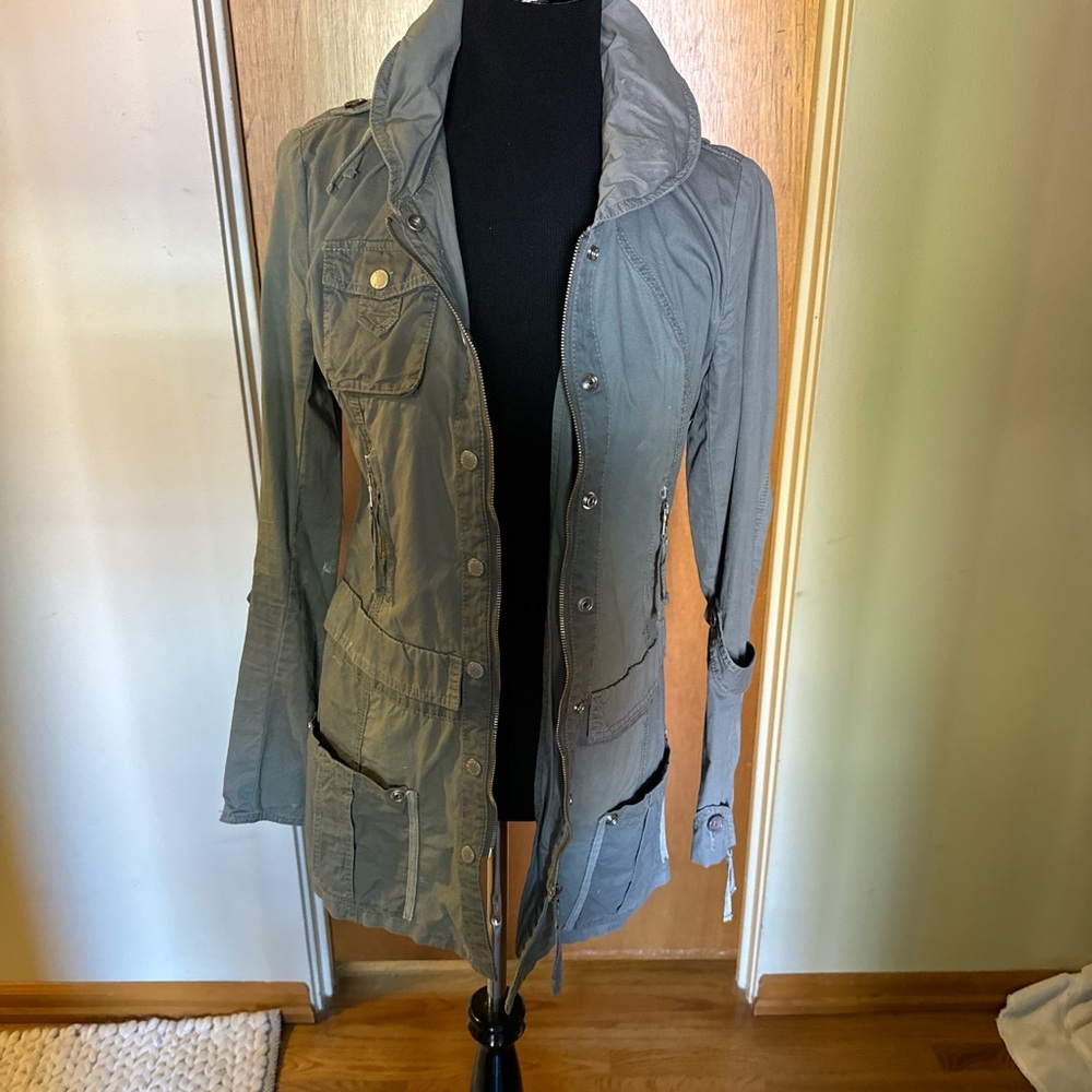 Khaki green military/utility jacket